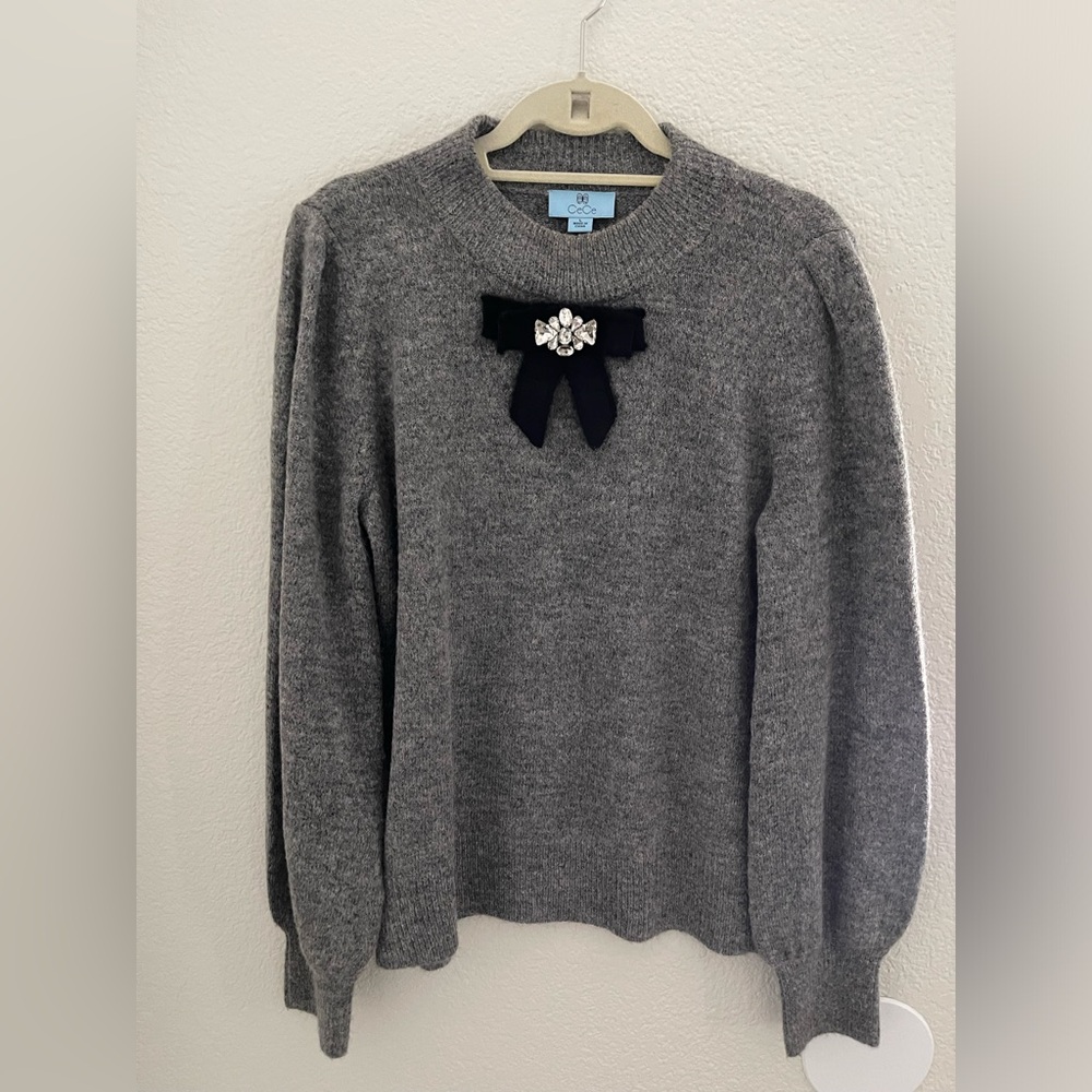 CeCe Mock Neck Sweater with Bow